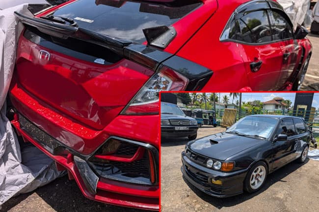 මහ පාරේ රේස් ගිය කාර් 2 පොලිස් භාරයට