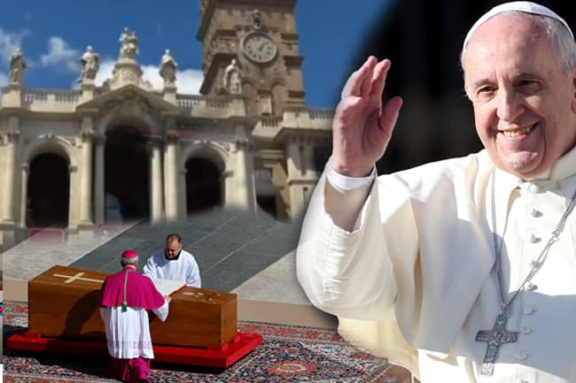 ශුද්ධෝත්තම ෆ්‍රැන්සිස් පාප් වහන්සේගේ දේහය මිහිදන් කෙරේ