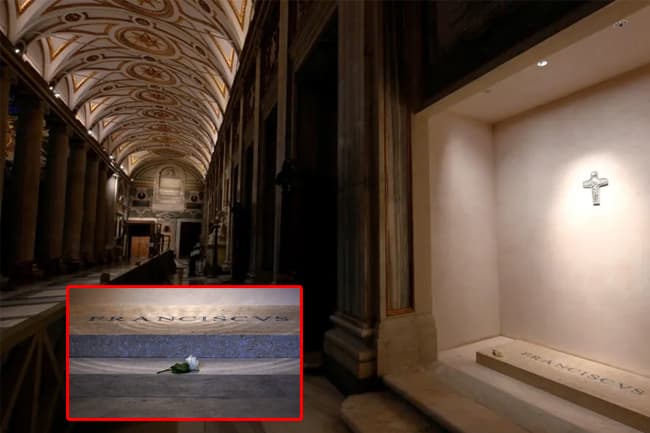 පාප්වහන්සේගේ දේහය තැන්පත් කළ සුසානඝරය පළමුවරට මාධ්‍යයට